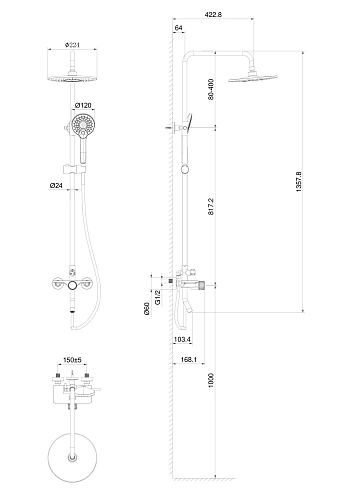Душевая система Wonzon & Woghand хром (WW-N3S962-CR) Душевая система Wonzon & Woghand хром (WW-N3S962-CR)