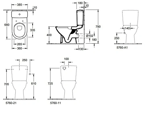 Чаша напольного унитаза Villeroy & Boch O.Novo 5661R001 (5661 R0 01) со скрытым ободом Чаша напольного унитаза Villeroy & Boch O.Novo 5661R001 (5661 R0 01) со скрытым ободом