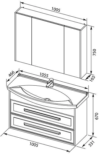 Комплект мебели Aquanet Остин 105 белый 00252222 Комплект мебели Aquanet Остин 105 белый 00252222