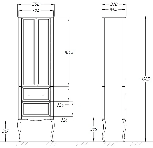 Шкаф-пенал Opadiris Валери 56 двухстворчатый, сапфир 00-00007338 Шкаф-пенал Opadiris Валери 56 двухстворчатый, сапфир 00-00007338