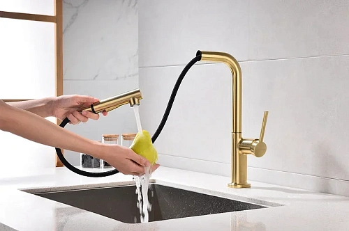 Смеситель для кухни Paulmark Neo брашированное золото Ne214419-BG Смеситель для кухни Paulmark Neo брашированное золото Ne214419-BG