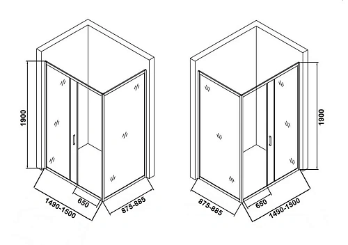 Душевой уголок Orange E23-15090TCR без поддона 150х90, стекло прозрачное Душевой уголок Orange E23-15090TCR без поддона 150х90, стекло прозрачное