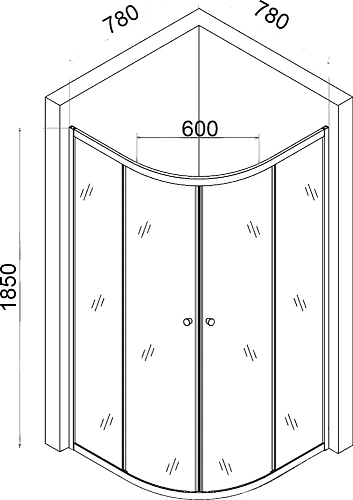 Душевой уголок DIWO Коломна KL01-080TCR/G 80х80, профиль хром матовый 556065 Душевой уголок DIWO Коломна KL01-080TCR/G 80х80, профиль хром матовый 556065