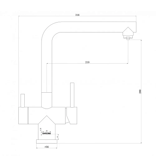 Смеситель для кухни Swedbe Selene Plus 8145 с каналом для подключения фильтра Смеситель для кухни Swedbe Selene Plus 8145 с каналом для подключения фильтра