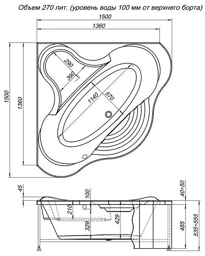 Акриловая ванна Aquanet Margarita 150x150 00204006 Акриловая ванна Aquanet Margarita 150x150 00204006