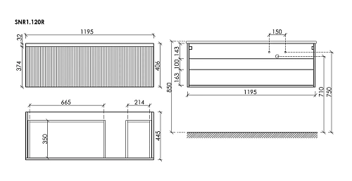 Тумба под раковину SANCOS Snob SNR1.0120RSM R 1.0 1195х445х406 Doha Soft подвесная Тумба под раковину SANCOS Snob SNR1.0120RSM R 1.0 1195х445х406 Doha Soft подвесная