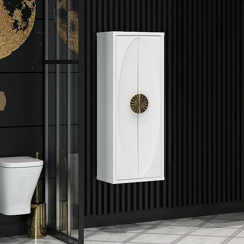 Шкаф-пенал Opadiris Ибица, подвесной, белый/золото 00-00003630 Шкаф-пенал Opadiris Ибица, подвесной, белый/золото 00-00003630