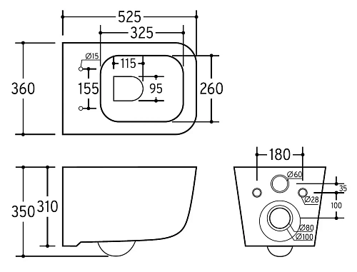 Унитаз подвесной CHARUS PINTO RIMLESS EWC700-126W безободковый, c легкосъемным сиденьем, с функцией микролифт Унитаз подвесной CHARUS PINTO RIMLESS EWC700-126W безободковый, c легкосъемным сиденьем, с функцией микролифт