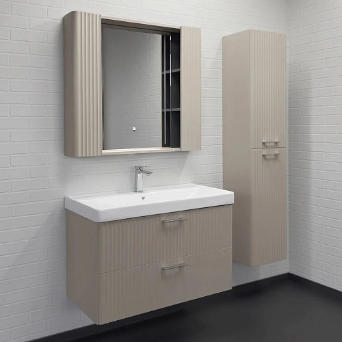 Зеркальный шкаф Comforty Ангара-90 00-00019940 дуб латте с LED подсветкой и антизапотеванием Зеркальный шкаф Comforty Ангара-90 00-00019940 дуб латте с LED подсветкой и антизапотеванием