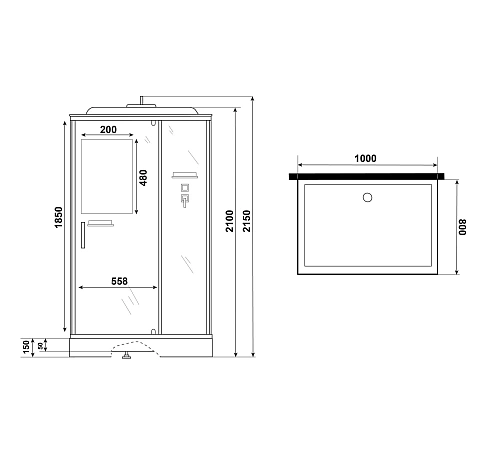 Душевая кабина Niagara Standart ST100/80/15Q (100х80х215) прямоугольник, поддон 15см, распашная, проф.белый Душевая кабина Niagara Standart ST100/80/15Q (100х80х215) прямоугольник, поддон 15см, распашная, проф.белый