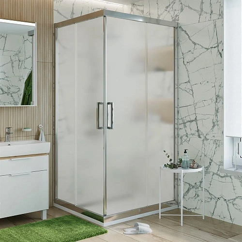Душевой уголок STWORKI Дублин 90x90 см профиль хром глянец, стекло матовое 465098 Душевой уголок STWORKI Дублин 90x90 см профиль хром глянец, стекло матовое 465098