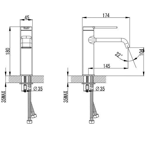 Смеситель для раковины AQUAme Asti AQM6410MB Черный матовый Смеситель для раковины AQUAme Asti AQM6410MB Черный матовый