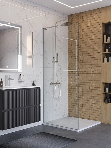 Душевая перегородка BelBagno UNO-L-1-TB-90-C-Cr 90 см, профиль хром, стекло прозрачное Душевая перегородка BelBagno UNO-L-1-TB-90-C-Cr 90 см, профиль хром, стекло прозрачное