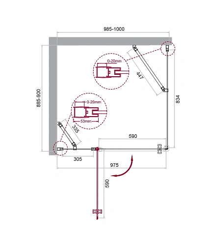 Душевой уголок BelBagno ETNA-AH-12-100/90-C-Cr 100x90 см, профиль хром, стекло прозрачное Душевой уголок BelBagno ETNA-AH-12-100/90-C-Cr 100x90 см, профиль хром, стекло прозрачное