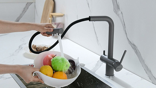 Смеситель для кухни Paulmark SERPENTINE серый металлик Se213222-GRM Смеситель для кухни Paulmark SERPENTINE серый металлик Se213222-GRM