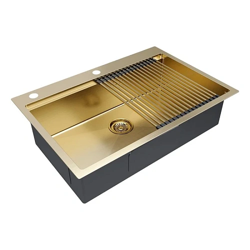 Кухонная мойка Paulmark KRONER-PRO 75 с ролл-матом PRO в цвет мойки, PM707551-BG+R405-BG Кухонная мойка Paulmark KRONER-PRO 75 с ролл-матом PRO в цвет мойки, PM707551-BG+R405-BG