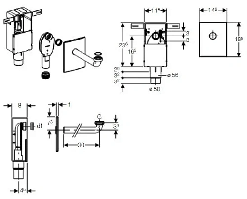 Сифон для раковины GEBERIT хром 151.120.21.1 внутристенный Сифон для раковины GEBERIT хром 151.120.21.1 внутристенный