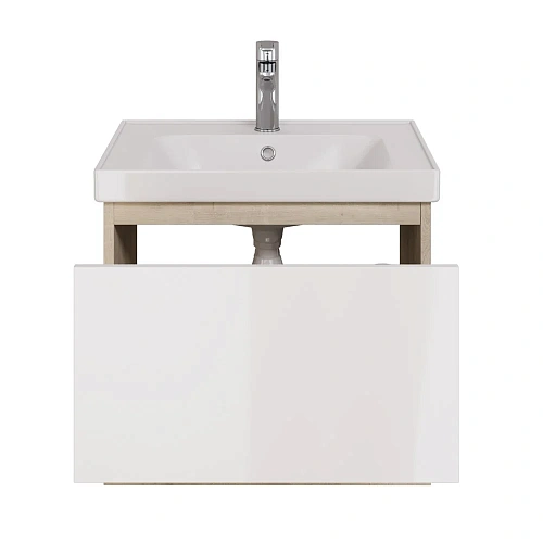 Тумба под раковину DREJA PERFECTO, 60 см, подвесная, 1 ящик, дуб эврика/белый глянец 99.0811 Тумба под раковину DREJA PERFECTO, 60 см, подвесная, 1 ящик, дуб эврика/белый глянец 99.0811