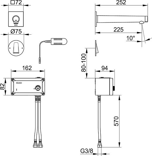 Смеситель для раковины Keuco IXMO 59517371102 электронный Смеситель для раковины Keuco IXMO 59517371102 электронный