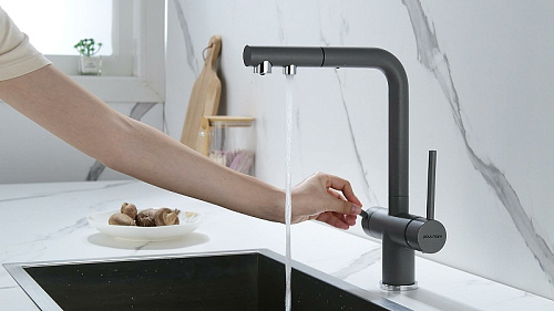 Смеситель для кухни Paulmark SERPENTINE серый металлик Se213222-GRM Смеситель для кухни Paulmark SERPENTINE серый металлик Se213222-GRM