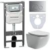 Комплект унитаза Ceramica Nova Forma Rimless CN3009 c шумоизоляцией CN1000 инсталляцией Envision клавишей смыва Round хром матовый и креплениями CN1001M