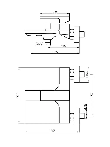 Смеситель для ванны Orange Lutz M04-100b матовый черный Смеситель для ванны Orange Lutz M04-100b матовый черный