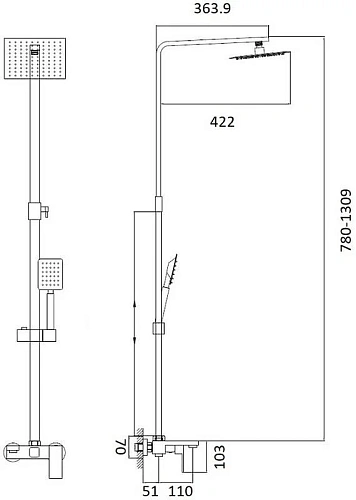 Душевая система Haiba HB24803-2 нержавеющая сталь Душевая система Haiba HB24803-2 нержавеющая сталь