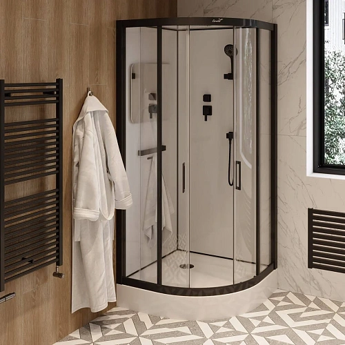 Душевая кабина Ceruttispa VIVA91B 100x100x215 профиль черный, стекло прозрачное Душевая кабина Ceruttispa VIVA91B 100x100x215 профиль черный, стекло прозрачное