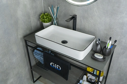 Раковина Gid Nc9399 52225 накладная белая / черная 60x34x11 Раковина Gid Nc9399 52225 накладная белая / черная 60x34x11