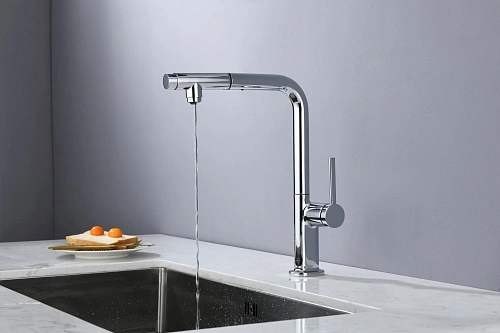 Смеситель для кухни AQUAme Cucina AQM9903CR с выдвижным изливом, с подключением к фильтру с питьевой водой, хром Смеситель для кухни AQUAme Cucina AQM9903CR с выдвижным изливом, с подключением к фильтру с питьевой водой, хром