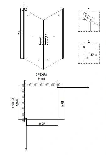 Душевой уголок Niagara Nova NG-6604-08 (100x100x190) квадратная, двери распашные, 66040811 Душевой уголок Niagara Nova NG-6604-08 (100x100x190) квадратная, двери распашные, 66040811