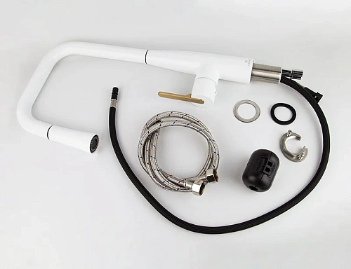 Смеситель для кухни Kaiser Claro 22144-4 Белый матовый/Золото Смеситель для кухни Kaiser Claro 22144-4 Белый матовый/Золото