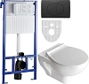 Комплект STWORKI Хедмарк Унитаз подвесной 3510 безободковый с микролифтом + Система инсталляции для 588948