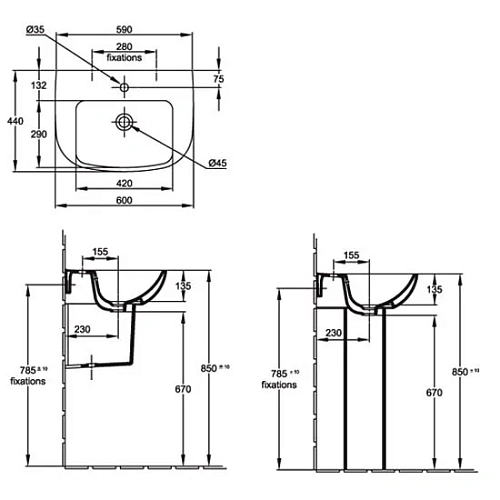 Раковина Jacob Delafon Odeon Up E4700-00 Раковина Jacob Delafon Odeon Up E4700-00