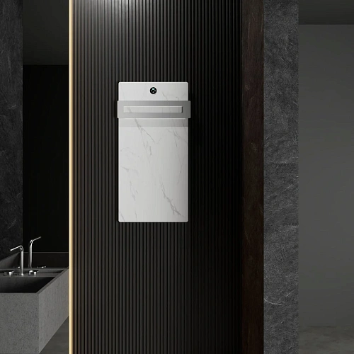 Полотенцесушитель электрический Wonzon & Woghand с греющей плитой белый мрамор, брашированный никель (WW-A501-BR) Полотенцесушитель электрический Wonzon & Woghand с греющей плитой белый мрамор, брашированный никель (WW-A501-BR)