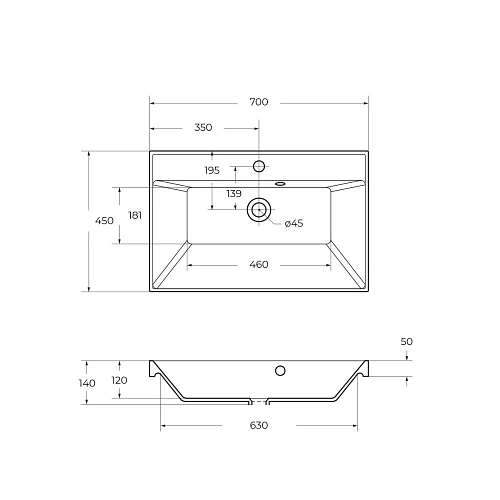Раковина BelBagno BB700/450-LV-MR-AST 700x450 Раковина BelBagno BB700/450-LV-MR-AST 700x450