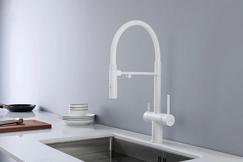 Смеситель для кухни Paulmark Gravity белый матовый Gr213888-WH Смеситель для кухни Paulmark Gravity белый матовый Gr213888-WH