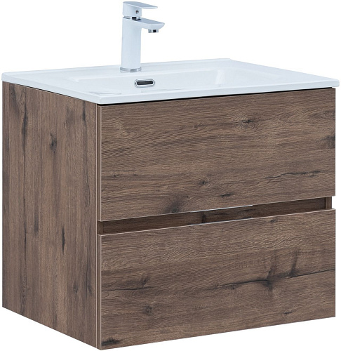 Тумба под раковину Aquanet Алвита New 60 2 ящика, дуб веллингтон табак 00334184 подвесная Тумба под раковину Aquanet Алвита New 60 2 ящика, дуб веллингтон табак 00334184 подвесная