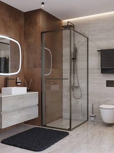 Душевой уголок CEZARES LUX-AH-FS-1-80/90-C-GM 80x90 см, профиль оружейная сталь, стекло прозрачное Душевой уголок CEZARES LUX-AH-FS-1-80/90-C-GM 80x90 см, профиль оружейная сталь, стекло прозрачное