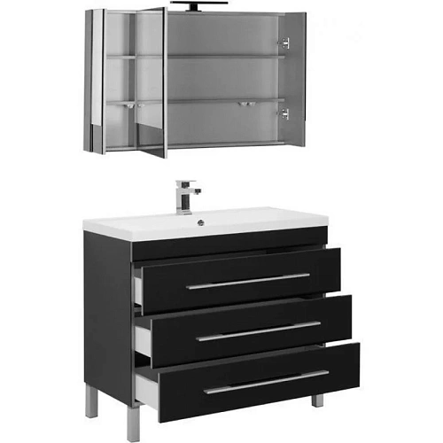 Комплект мебели Aquanet Верона NEW 100 черный (напольный 3 ящика) 00230323 Комплект мебели Aquanet Верона NEW 100 черный (напольный 3 ящика) 00230323