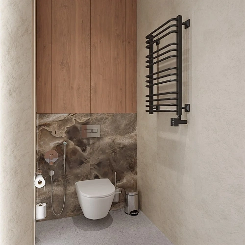 Полотенцесушитель электрический EWRIKA Кассандра Pd 80x50 R, черный матовый 510492 Полотенцесушитель электрический EWRIKA Кассандра Pd 80x50 R, черный матовый 510492