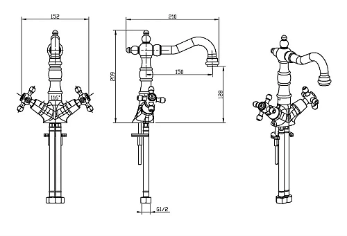 Смеситель для раковины Boheme SATINE бронза 312-ST Смеситель для раковины Boheme SATINE бронза 312-ST