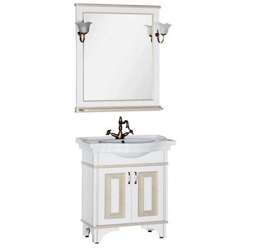 Комплект мебели Aquanet Валенса 80 белый краколет/золото 00182809 Комплект мебели Aquanet Валенса 80 белый краколет/золото 00182809