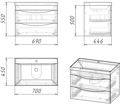 Тумба под раковину GROSSMAN ТАЛИС-70 см(ум.Classika-70) бетон пайн/серая подвесная 107010 Тумба под раковину GROSSMAN ТАЛИС-70 см(ум.Classika-70) бетон пайн/серая подвесная 107010