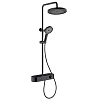 Душевая система AQUAme AQM8009B верхний душ 260мм, ручной душ 3 режима, каскад. излив, черный