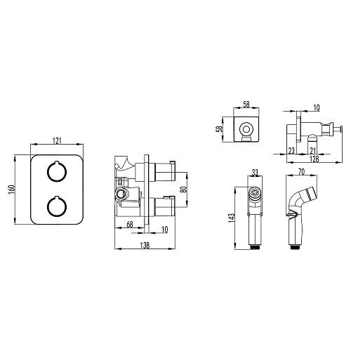 Гигиенический душ Lemark Yeti LM7820C, термостатический, встраиваемый, хром Гигиенический душ Lemark Yeti LM7820C, термостатический, встраиваемый, хром
