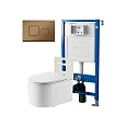 Комплект инсталляции Point Элемент PN45120 с клавишей смыва Афина, бронза брашированная, PN44041BB и унитазом Деметра белый, с сиденьем микролифт PN41121 Комплект инсталляции Point Элемент PN45120 с клавишей смыва Афина, бронза брашированная, PN44041BB и унитазом Деметра белый, с сиденьем микролифт PN41121