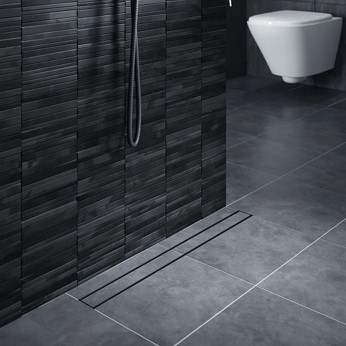 Душевой лоток Timo Drain System 700 с двусторонней панелью "plate" под плитку, Чёрный Душевой лоток Timo Drain System 700 с двусторонней панелью "plate" под плитку, Чёрный