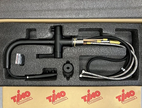 Смеситель для кухни Timo Saona 2356/03FL с подключением фильтра и выдвижной лейкой черный Смеситель для кухни Timo Saona 2356/03FL с подключением фильтра и выдвижной лейкой черный