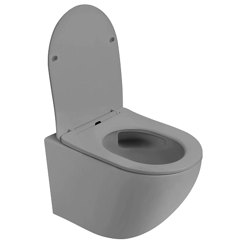Унитаз подвесной ABBER Bequem AC1101TMG серый матовый, безободковый, смыв торнадо Унитаз подвесной ABBER Bequem AC1101TMG серый матовый, безободковый, смыв торнадо